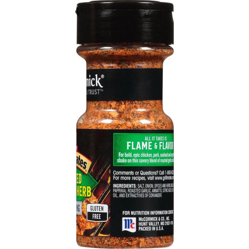 slide 6 of 16, McCormick Grill Mates Gluten Free Roasted Garlic & Herb Seasoning - 2.75oz, 2.75 oz