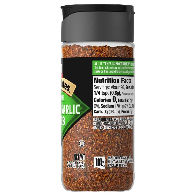 slide 9 of 16, McCormick Grill Mates Gluten Free Roasted Garlic & Herb Seasoning - 2.75oz, 2.75 oz