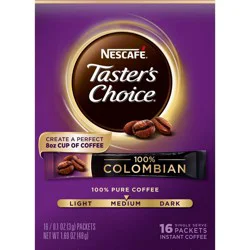 Nescafe Nescafé Taster's Choice Box of Colombian Medium Dark Roast Instant Coffee Packets - 16ct/0.10oz
