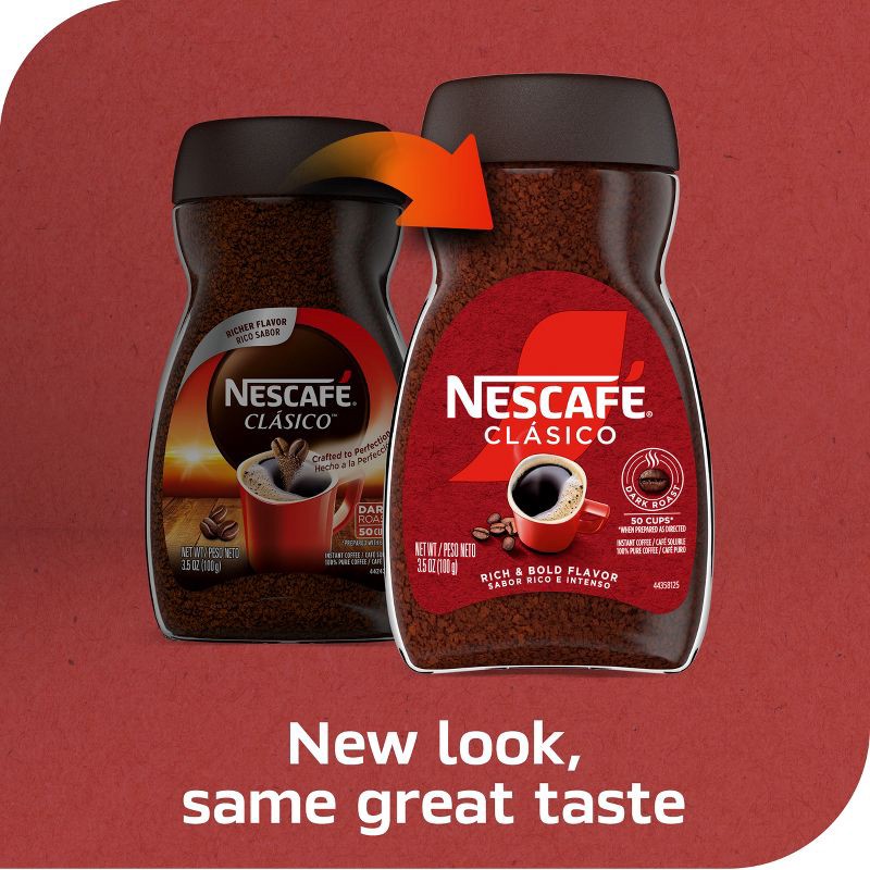 slide 3 of 9, Nescafe Clasico Dark Roast Instant Coffee Jar - 3.5oz, 3.5 oz