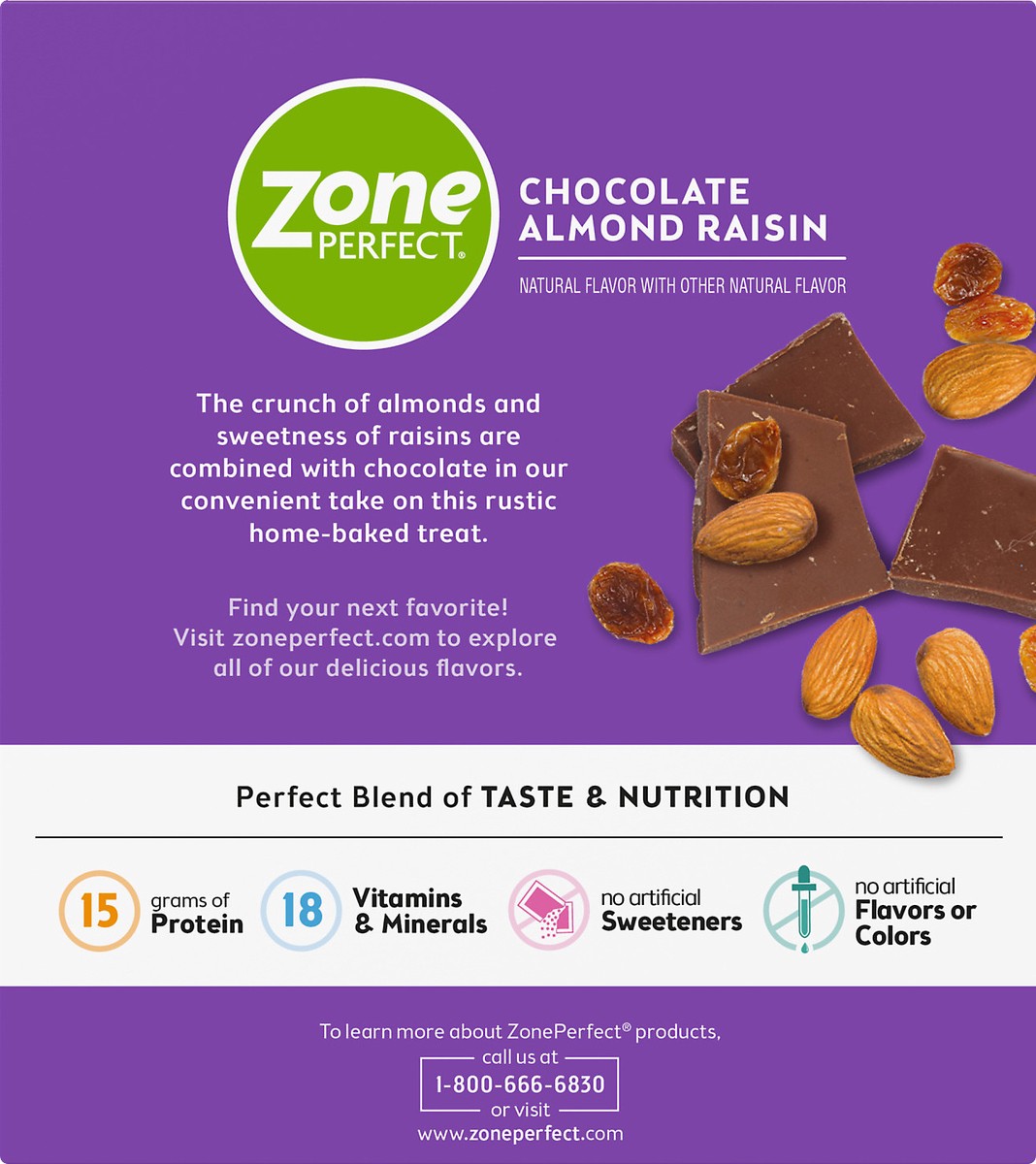 slide 3 of 11, Zone Perfect Chocolate Almond Raisin Nutrition Bars 5 ea, 5 ct