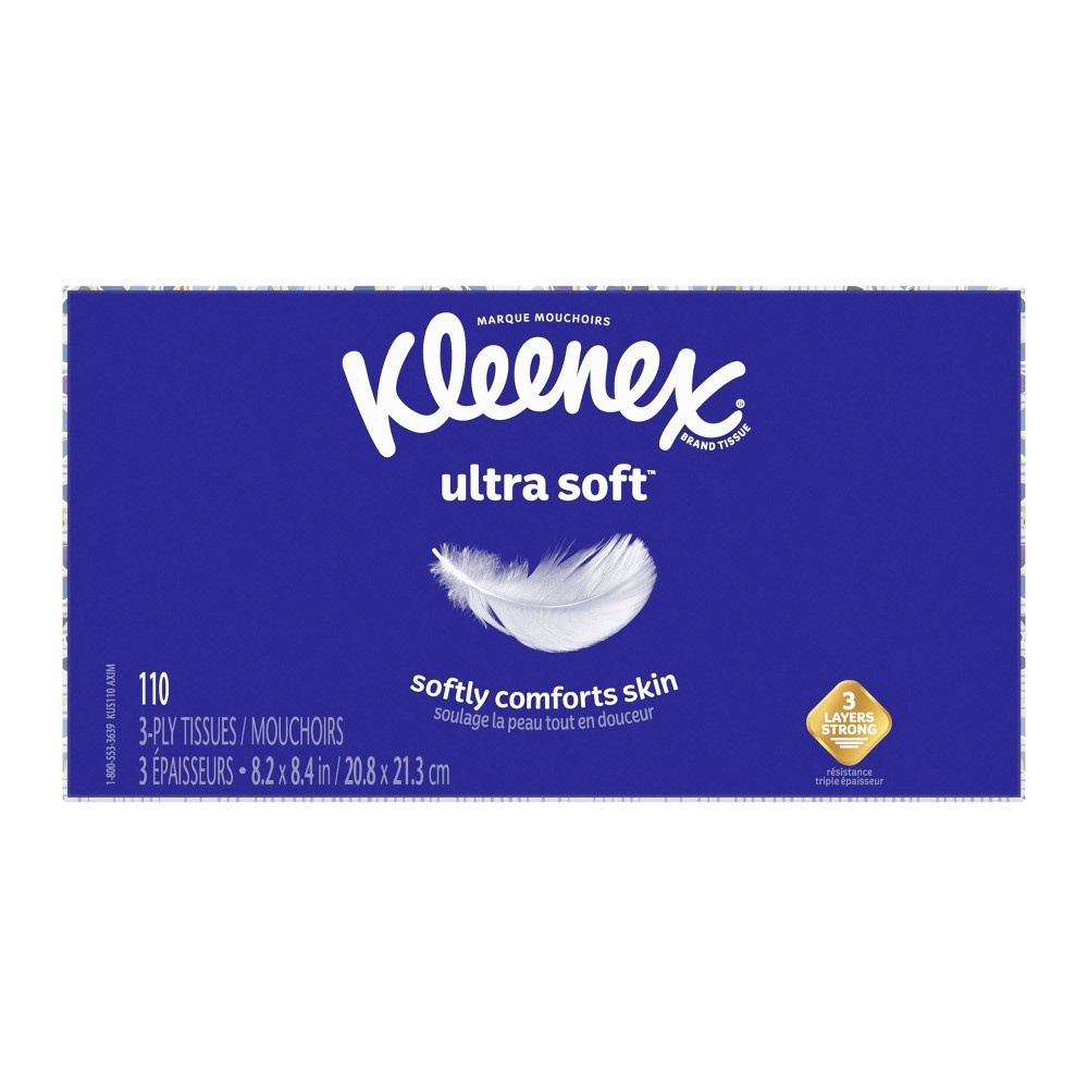 slide 10 of 10, Kleenex Ultra Soft Facial Tissue - 1pk/110ct, 110 ct