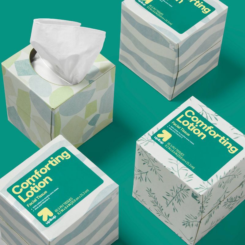 slide 2 of 4, Facial Tissue with Lotion 3-Ply - 4pk/260ct - up&up™, 4 pk; 260 ct