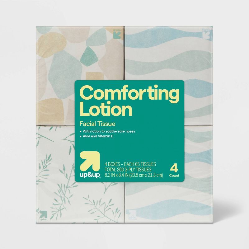 slide 1 of 4, Facial Tissue with Lotion 3-Ply - 4pk/260ct - up&up™, 4 pk; 260 ct