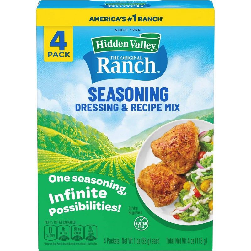 slide 10 of 10, Hidden Valley Original Ranch Salad Dressing & Seasoning Mix - Gluten Free - 1oz/4pk, 4 ct; 1 oz