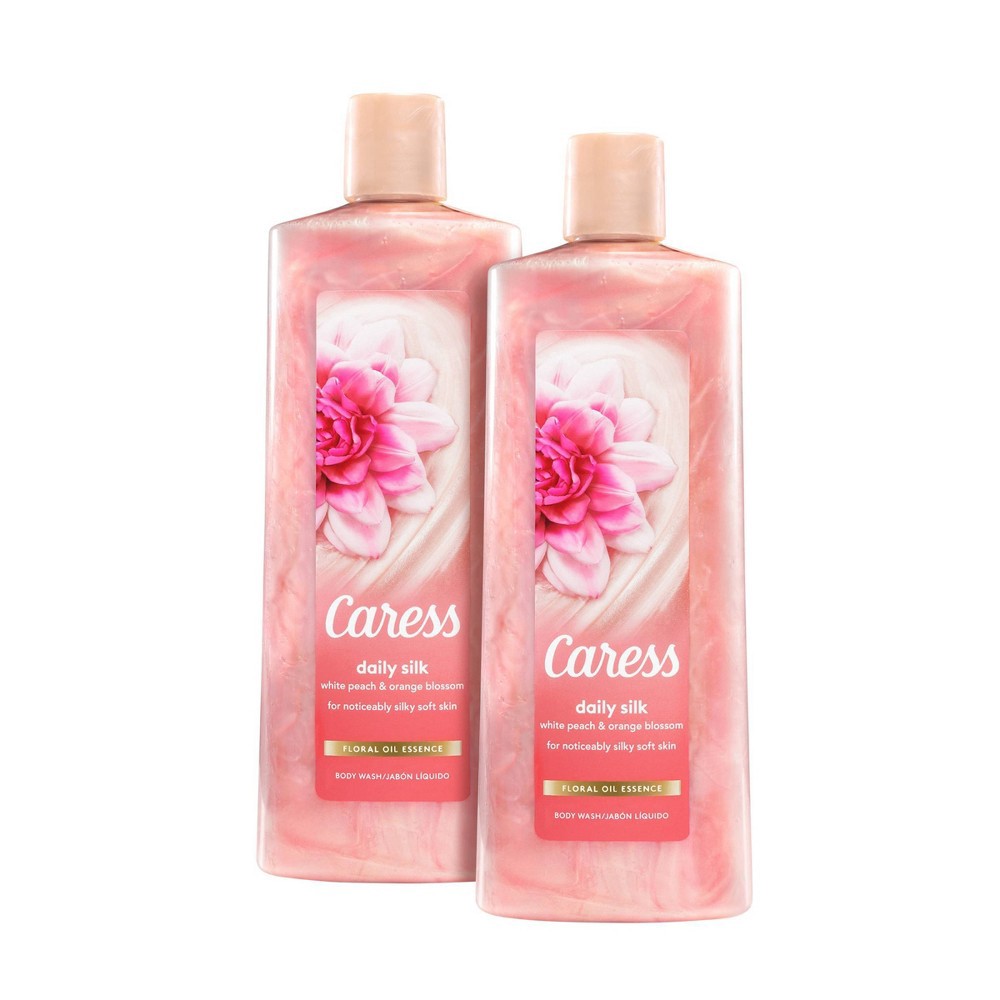 slide 4 of 5, Caress Daily Silk White Peach & Orange Blossom Scent Body Wash Soap - 2pk/18 fl oz Each, 36 fl oz