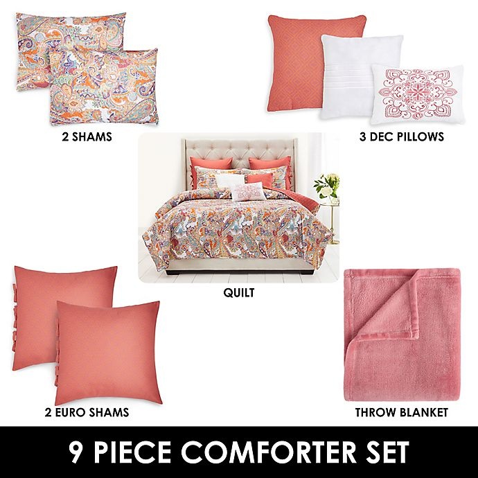 slide 2 of 10, Nicole Miller Paisley King Quilt Set, 9 ct