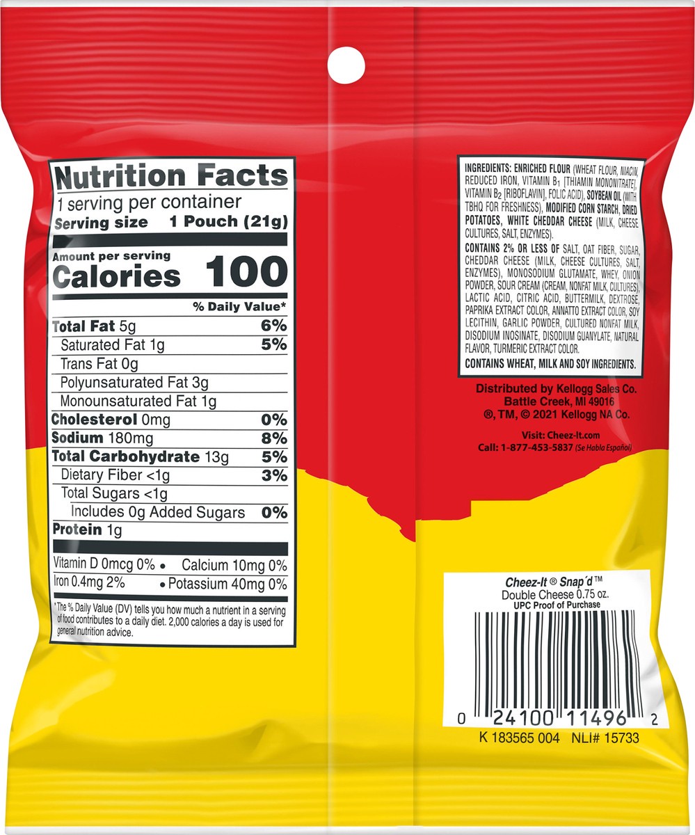 slide 4 of 10, Cheez-It Snap'd Double Cheese Cheesy Baked Snacks 0.75 oz, 0.75 oz