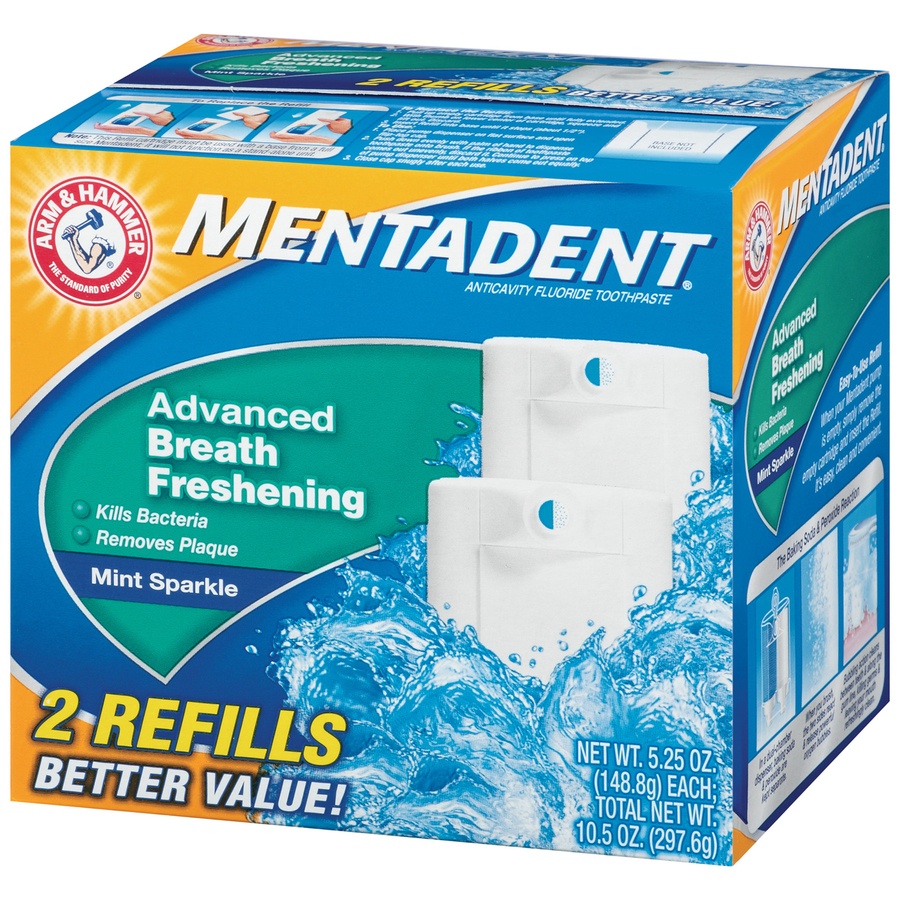 slide 3 of 3, Mentadent Toothpaste, Anticavity Fluoride, Mint Sparkle, 1 ct