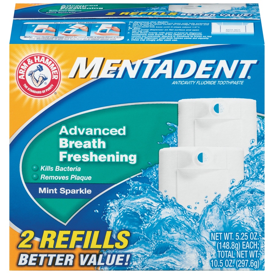 slide 1 of 3, Mentadent Toothpaste, Anticavity Fluoride, Mint Sparkle, 1 ct