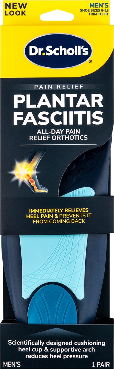 slide 5 of 5, Dr. Scholl's Dr. Scholl''s Plantar Fasciitis Pain Relief Orthotic Insoles, Immediately Relieves Pain: Heel, Spurs, Arch Support, Distributes Foot Pressure, Trim to Fit Shoe Inserts: Men's Size 8-13, 1 Pair, 1 ct