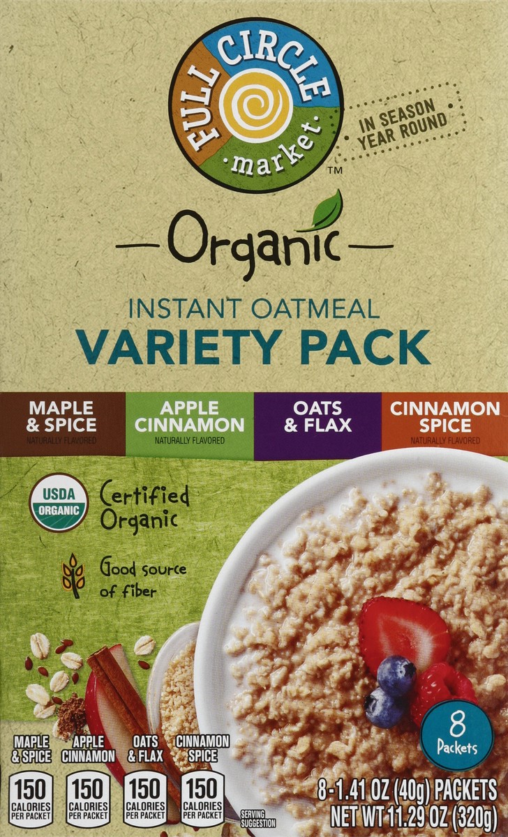 slide 5 of 6, Full Circle Market Organic Instant Oatmeal Variety Pack, 8 ct