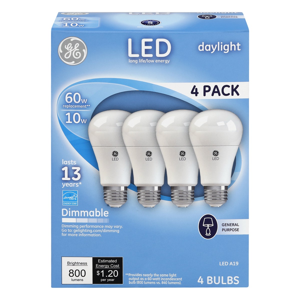slide 1 of 11, GE LED Daylight 10 Watts 4 Pack Light Bulbs 4 ea, 4 ct