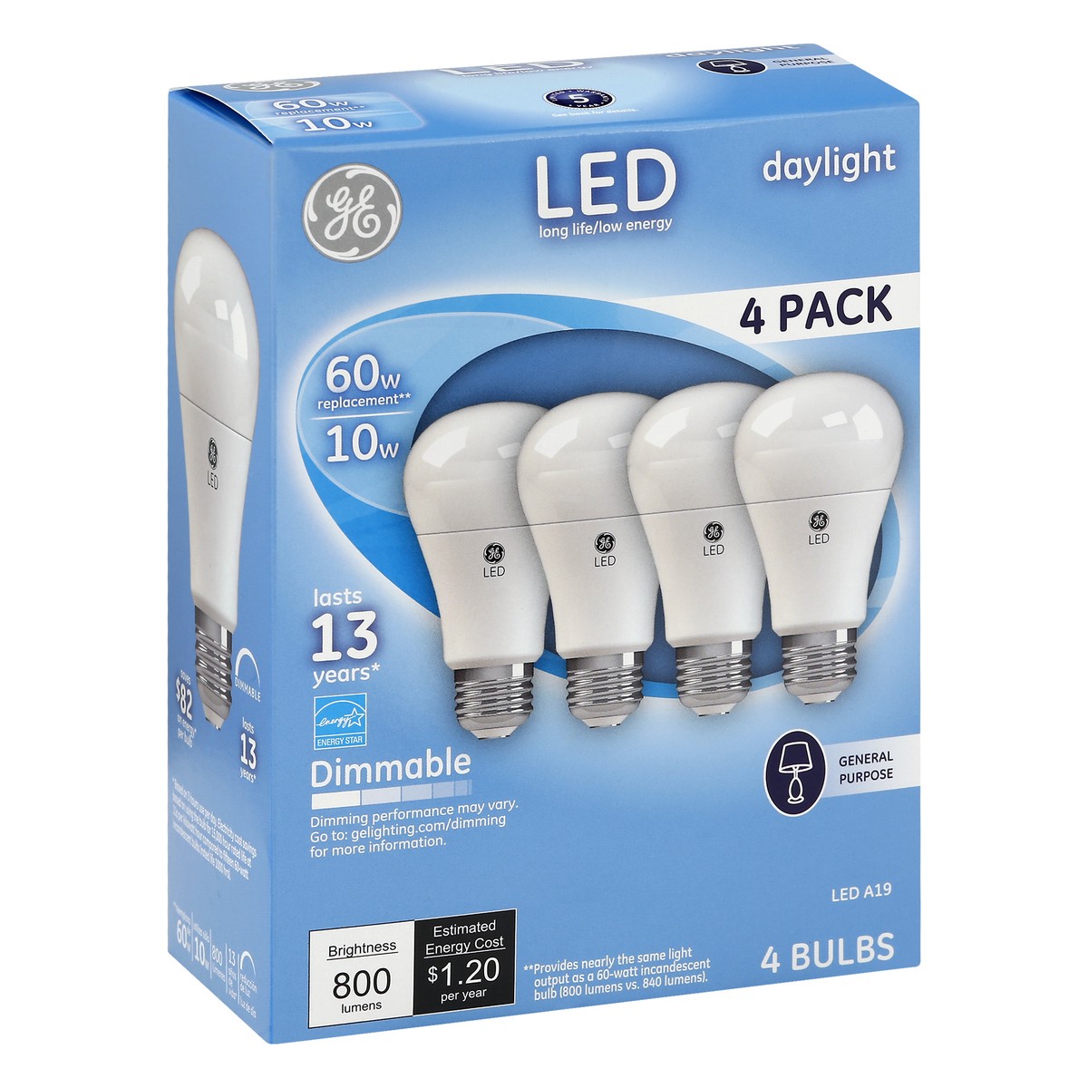 slide 10 of 11, GE LED Daylight 10 Watts 4 Pack Light Bulbs 4 ea, 4 ct