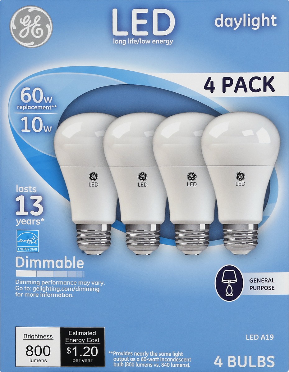 slide 1 of 11, GE LED Daylight 10 Watts 4 Pack Light Bulbs 4 ea, 4 ct