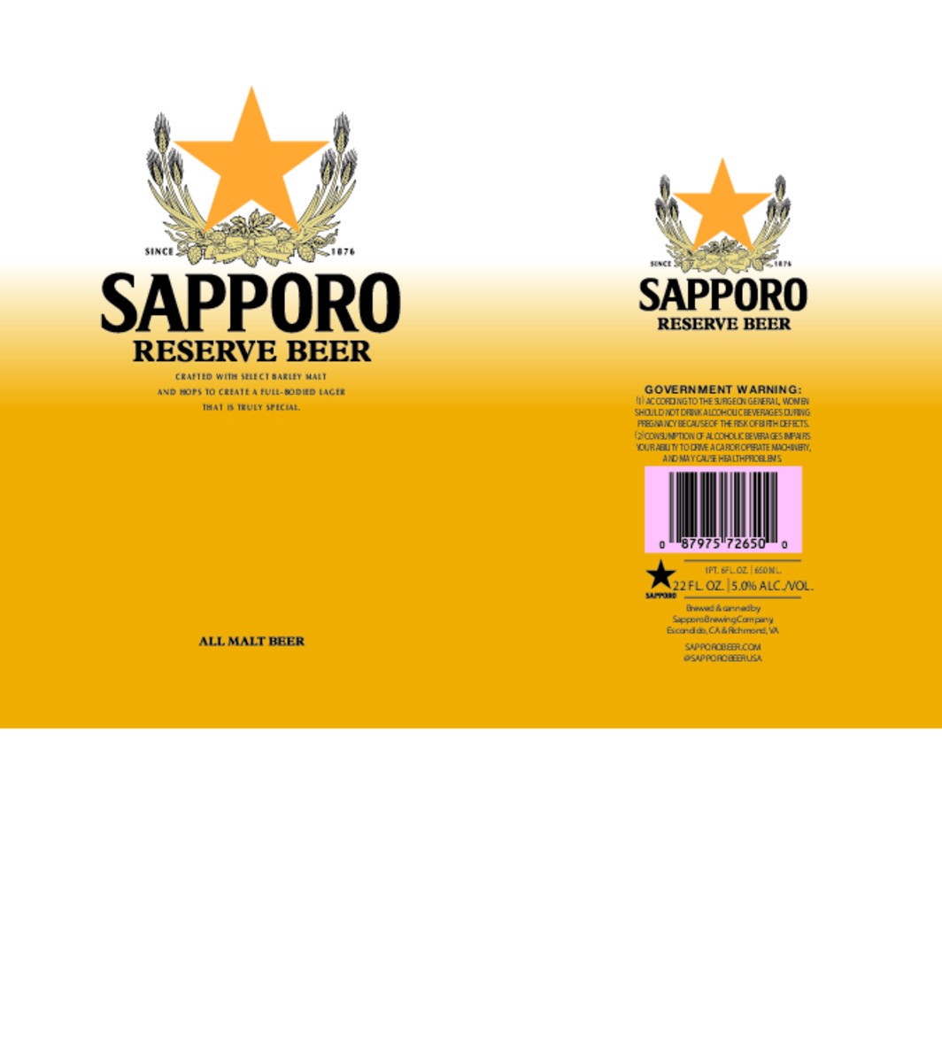 slide 6 of 6, Sapporo Reserve Beer 22oz Single Can, 22 fl oz