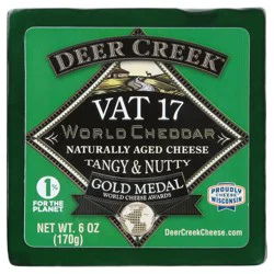 Deer Creek Vat 17 Naturally Aged World Cheddar Cheese 6 oz