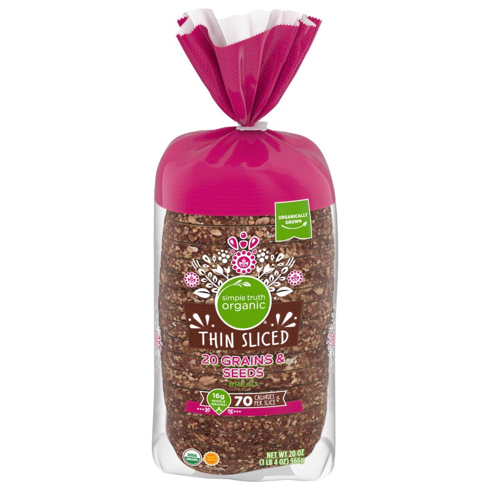 slide 2 of 2, Simple Truth Organic 21 Grains & Seeds Thin Sliced Bread, 20 oz