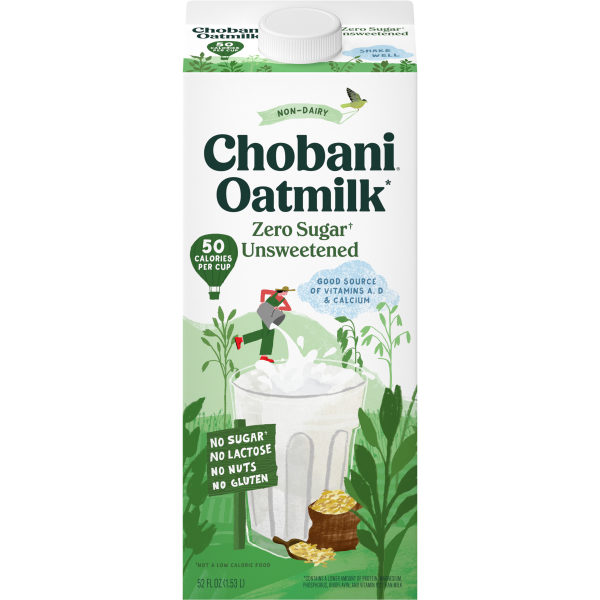 slide 8 of 25, Chobani Oat Milk Zero Sugar Plain, 52 oz