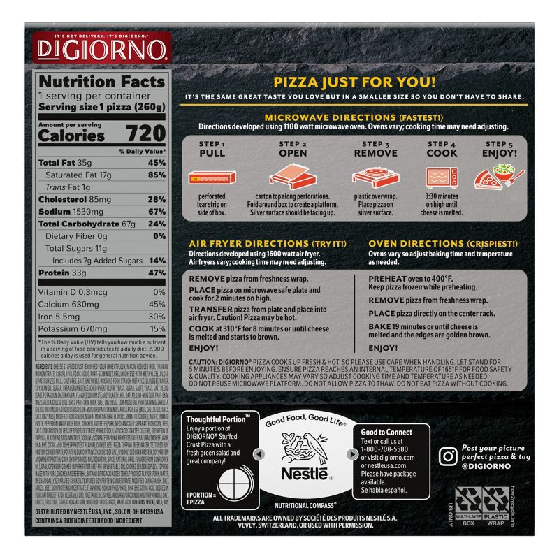 slide 2 of 8, DiGiorno Cheese Stuffed Crust Three Meat Frozen Pizza - 9.2oz, 9.2 oz