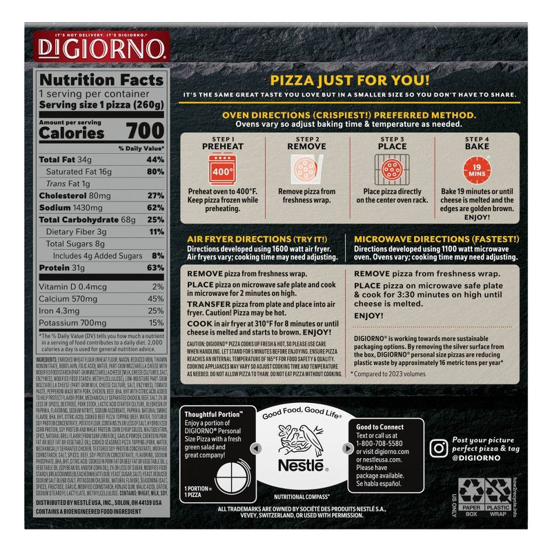 slide 8 of 11, DiGiorno Cheese Stuffed Crust Three Meat Frozen Pizza - 9.2oz, 9.2 oz