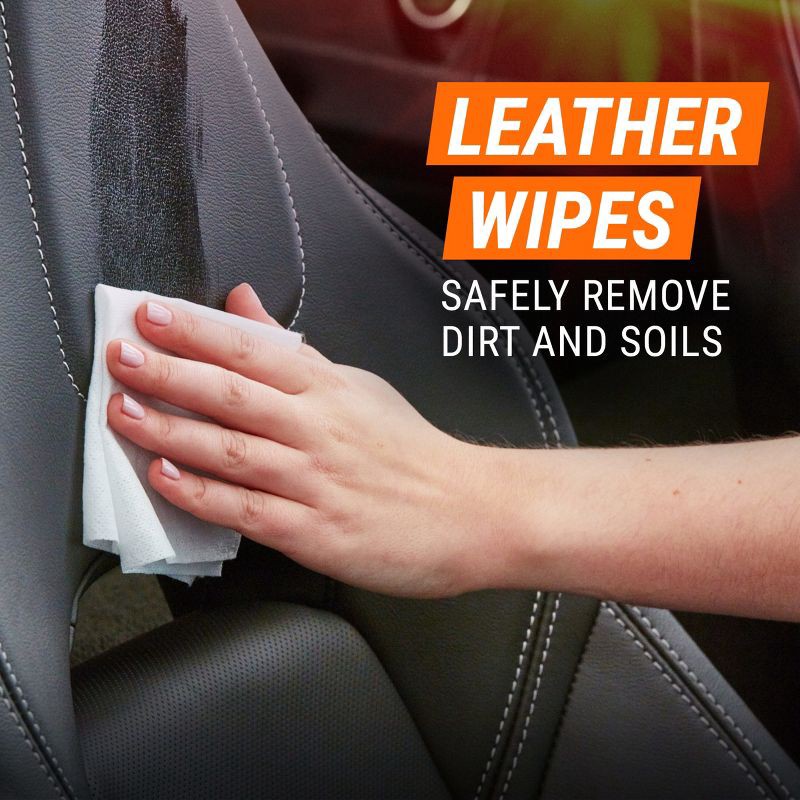 slide 4 of 8, Armor All 30ct Leather Care Wipes Automotive Protector, 30 ct