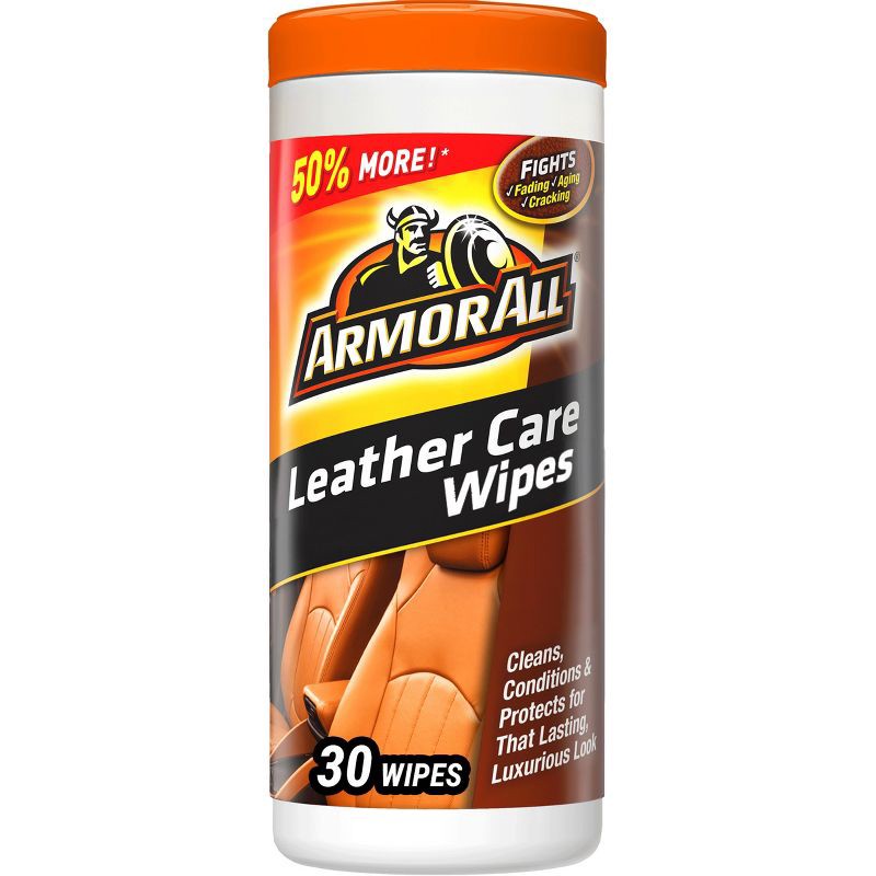 slide 1 of 8, Armor All 30ct Leather Care Wipes Automotive Protector, 30 ct