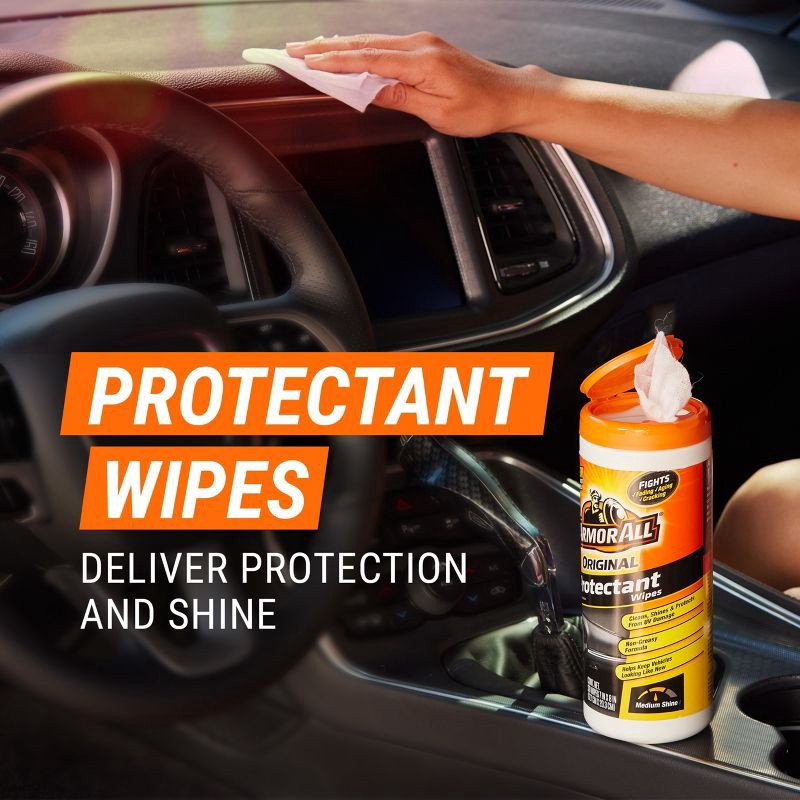 slide 4 of 9, Armor All 2pk 30ct Original Protectant/Glass Wipes Automotive Protector: Car Cleaning Supplies, Non-Abrasive, UV Protection, 2 ct, 30 ct