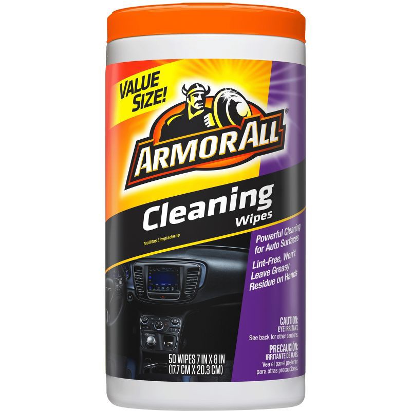 slide 1 of 9, Armor All 50ct Cleaning Wipes Automotive Interior Cleaner, 50 ct