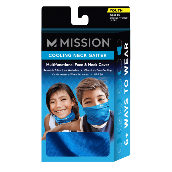 slide 1 of 6, Mission Cooling Neck Gaiter, Youth One Size, Mission Blue, 1 ct