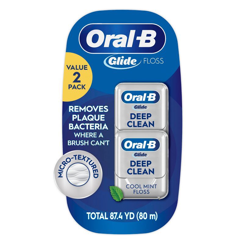 slide 1 of 8, Oral-B Glide Pro-Health Deep Clean Dental Floss, Cool Mint - 2pk, 2 ct