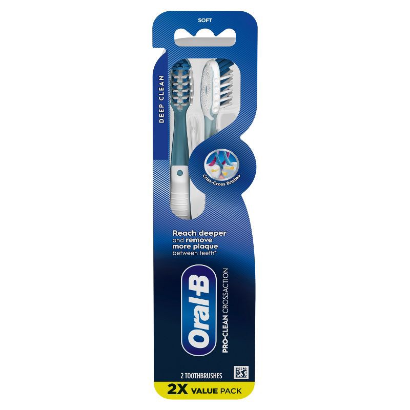 slide 2 of 11, Oral-B CrossAction All In One Toothbrushes, Deep Plaque Removal, Soft - 2ct, 2 ct