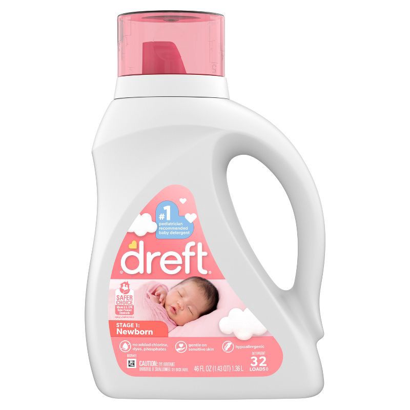 slide 2 of 12, Dreft Original Stage 1: Newborn Hypoallergenic HE Liquid Laundry Detergent 32 Loads- 46 fl oz, 46 fl oz