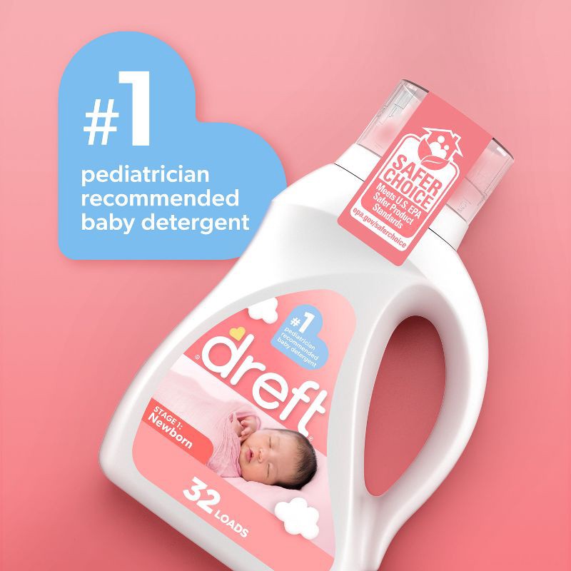 slide 4 of 12, Dreft Original Stage 1: Newborn Hypoallergenic HE Liquid Laundry Detergent 32 Loads- 46 fl oz, 46 fl oz