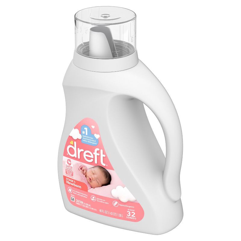 slide 11 of 12, Dreft Original Stage 1: Newborn Hypoallergenic HE Liquid Laundry Detergent 32 Loads- 46 fl oz, 46 fl oz