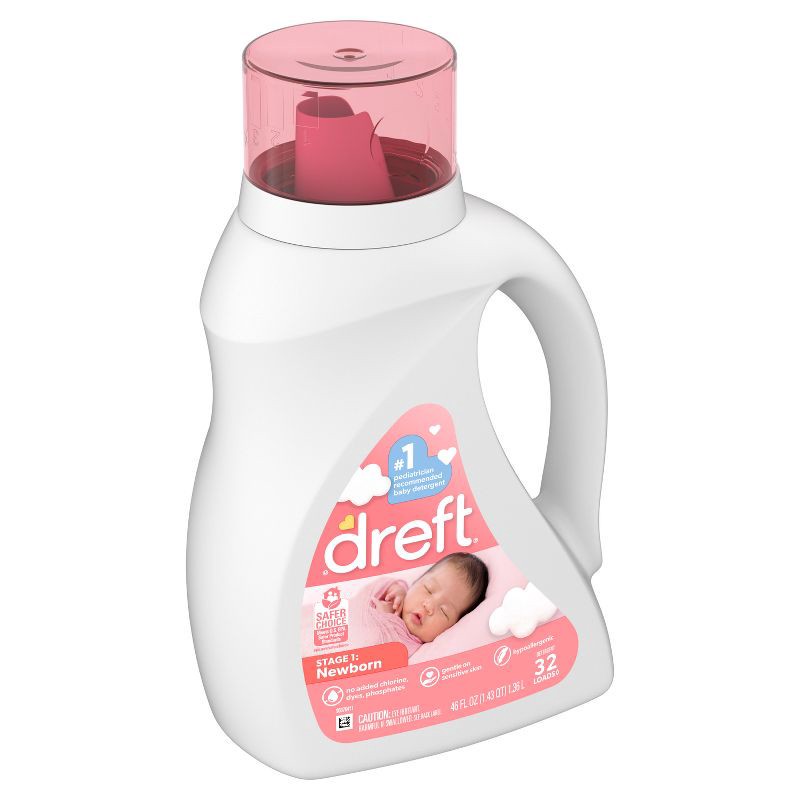 slide 10 of 12, Dreft Original Stage 1: Newborn Hypoallergenic HE Liquid Laundry Detergent 32 Loads- 46 fl oz, 46 fl oz