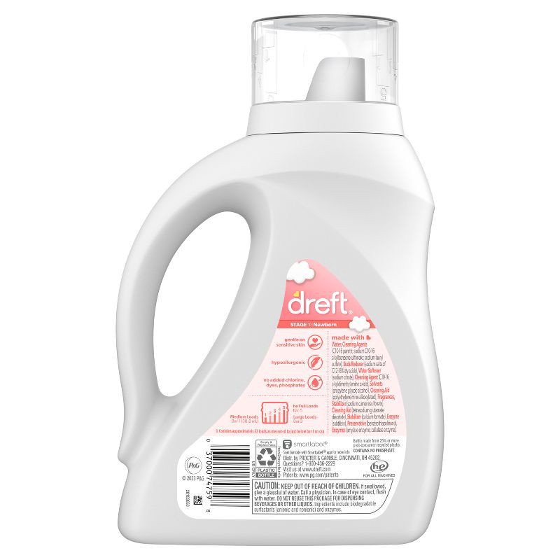 slide 12 of 12, Dreft Original Stage 1: Newborn Hypoallergenic HE Liquid Laundry Detergent 32 Loads- 46 fl oz, 46 fl oz