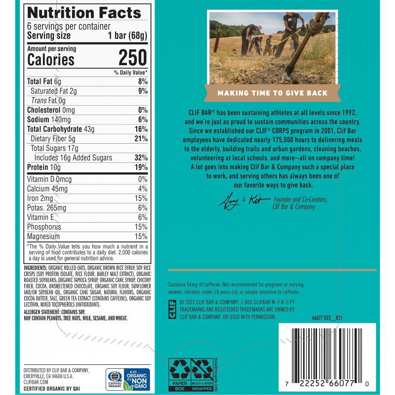 slide 4 of 7, CLIF Bar Cool Mint Chocolate Energy Bars - 6ct, 6 ct