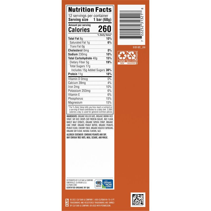 slide 4 of 6, CLIF Bar Crunchy Peanut Butter Energy Bars - 12ct, 28.8 oz