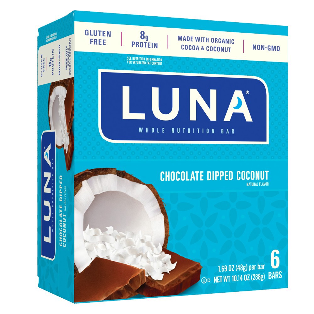 slide 1 of 1, LUNA Bar LUNA Chocolate Dipped Coconut Nutrition Bars - 6ct, 6 ct