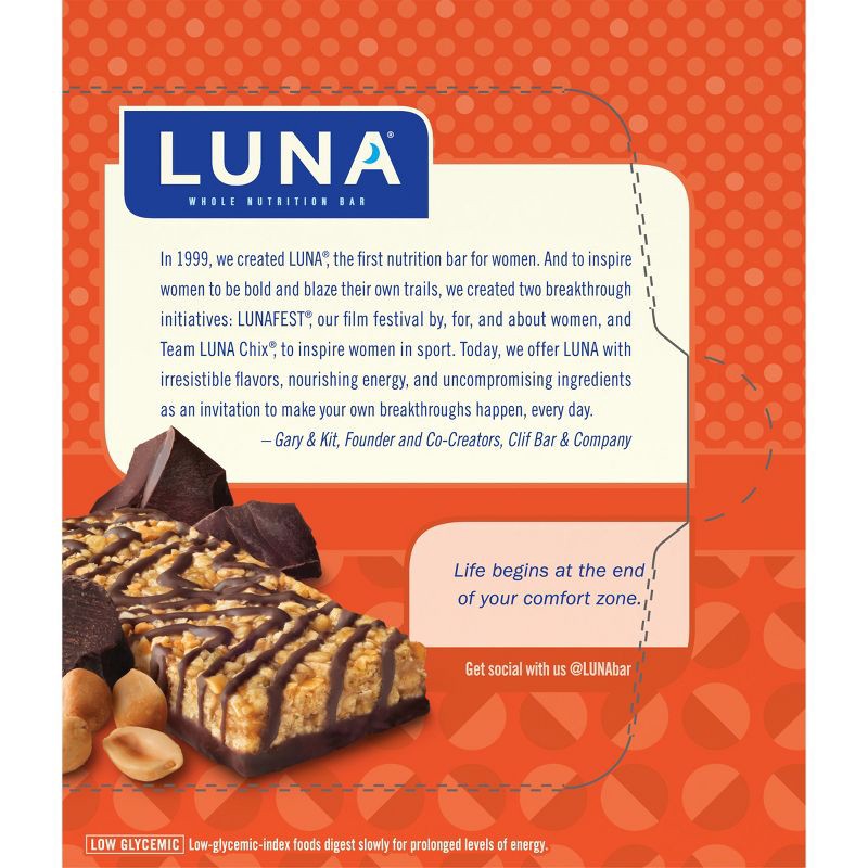 slide 6 of 6, LUNA Bar Nutz Over Chocolate Granola Bar Made with Organic Oats - 9g Protein - 10.14oz/6pk, 9 gram, 10.14 oz, 6 ct