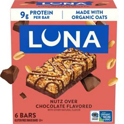 LUNA Bar Nutz Over Chocolate Granola Bar Made with Organic Oats - 9g Protein - 10.14oz/6pk
