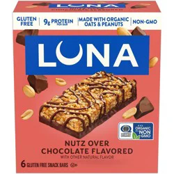 LUNA Bar Nutz Over Chocolate Granola Bar Made with Organic Oats - 9g Protein - 10.14oz/6pk