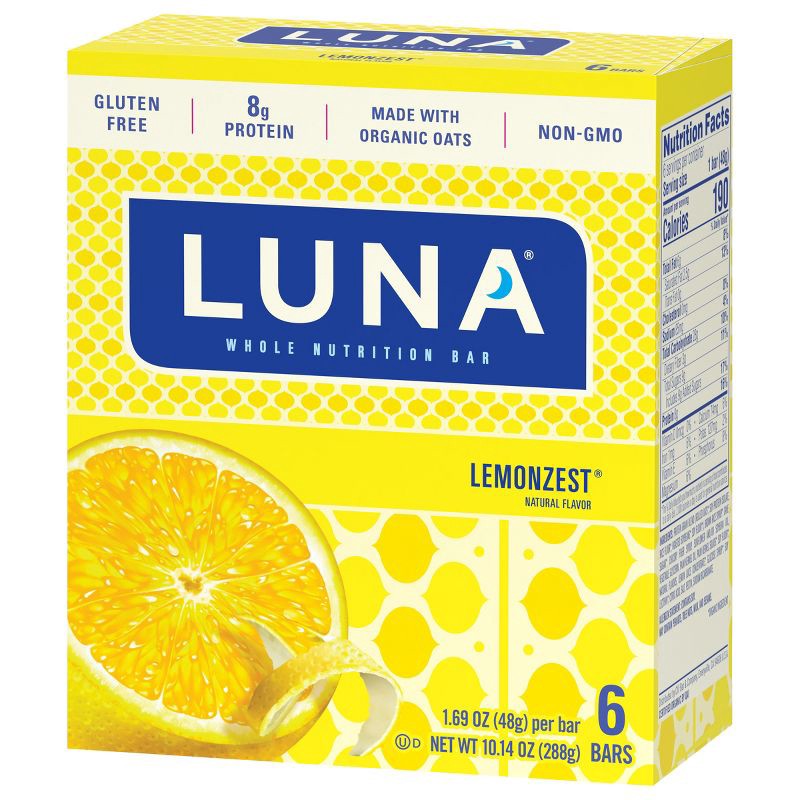 slide 3 of 5, LUNA Bar LUNA LemonZest Nutrition Bars - 6ct, 6 ct