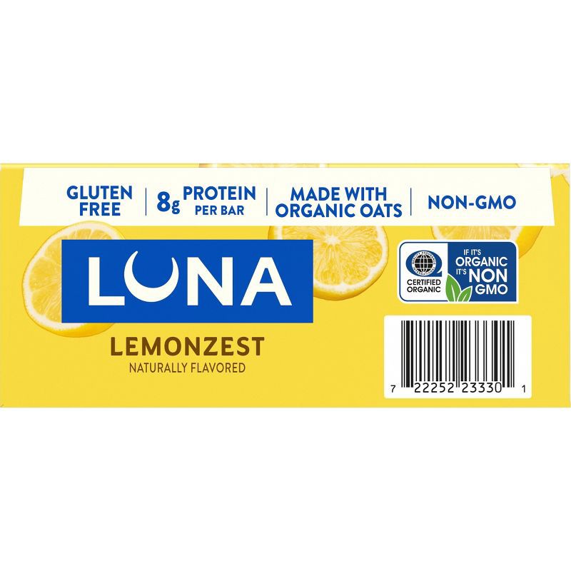 slide 12 of 16, LUNA Bar Lemon Zest Granola Bar Made with Organic Oats - 8g Protein - 10.14oz/6pk, 8 gram, 10.14 oz, 6 ct