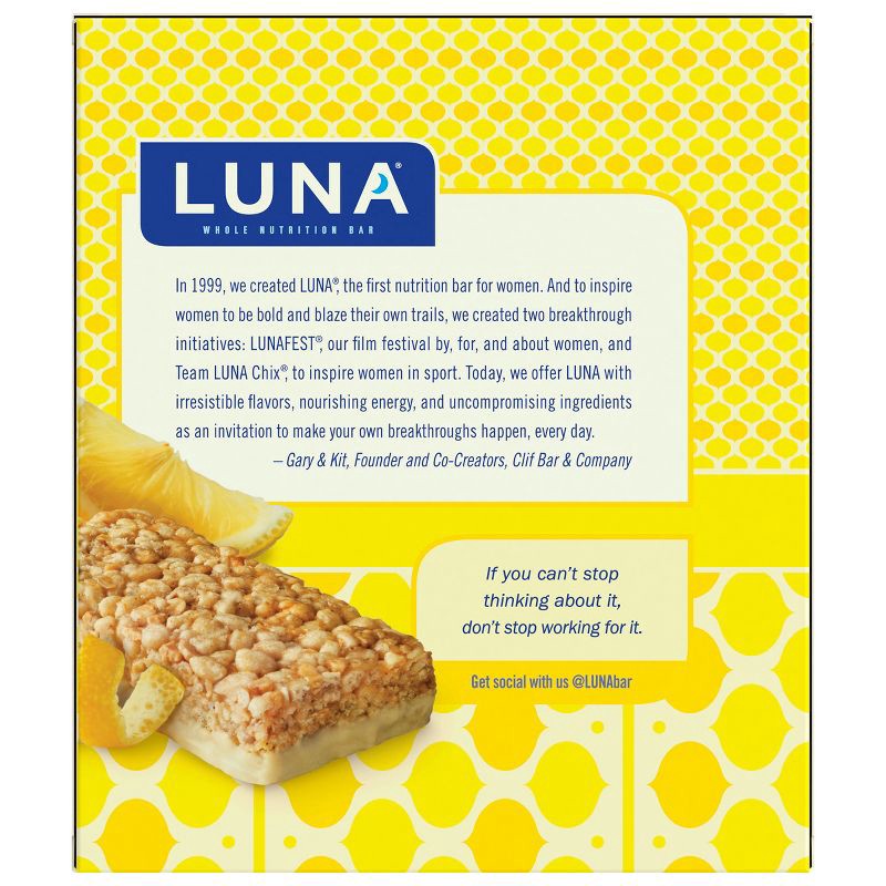 slide 4 of 6, LUNA Bar Lemon Zest Granola Bar Made with Organic Oats - 8g Protein - 10.14oz/6pk, 8 gram, 10.14 oz, 6 ct