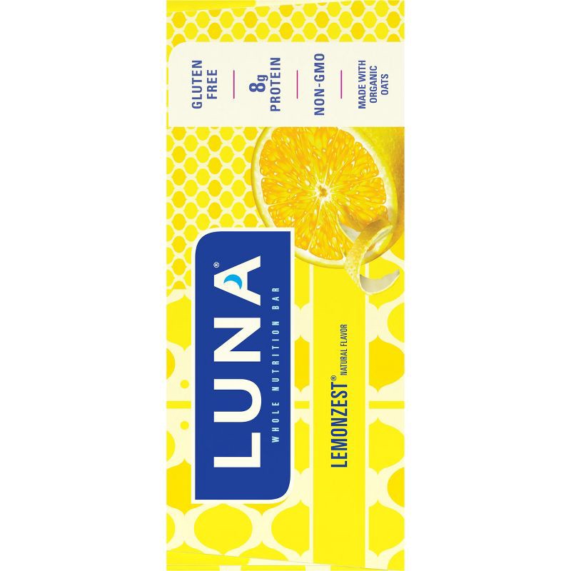 slide 5 of 6, LUNA Bar Lemon Zest Granola Bar Made with Organic Oats - 8g Protein - 10.14oz/6pk, 8 gram, 10.14 oz, 6 ct