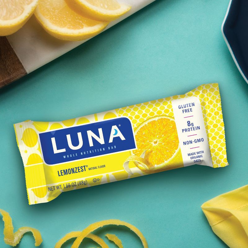 slide 6 of 6, LUNA Bar Lemon Zest Granola Bar Made with Organic Oats - 8g Protein - 10.14oz/6pk, 8 gram, 10.14 oz, 6 ct