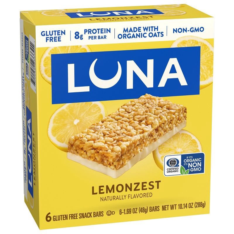slide 10 of 16, LUNA Bar Lemon Zest Granola Bar Made with Organic Oats - 8g Protein - 10.14oz/6pk, 8 gram, 10.14 oz, 6 ct