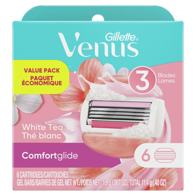 slide 2 of 9, Venus Comfortglide White Tea Women's Razor Blade Refills - 6ct, 6 ct